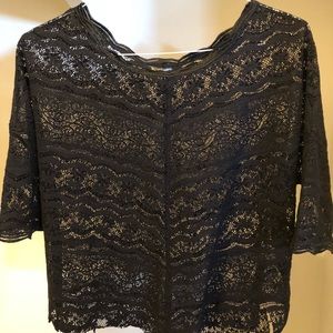 Free people sheer lace black top size S